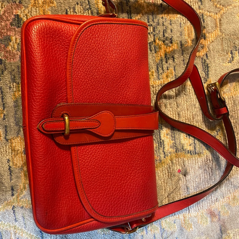 Vintage Dooney solid red equestrian crossbody